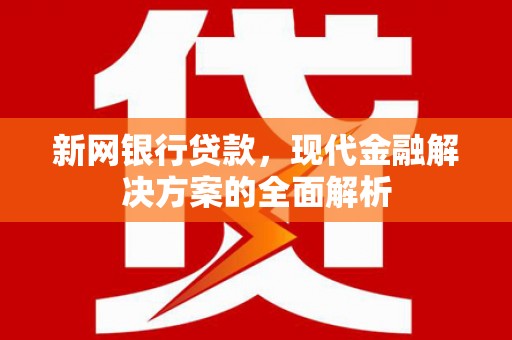 渝中新网银行贷款，现代金融解决方案的全面解析
