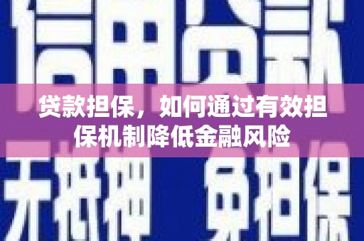 夷陵贷款担保，如何通过有效担保机制降低金融风险