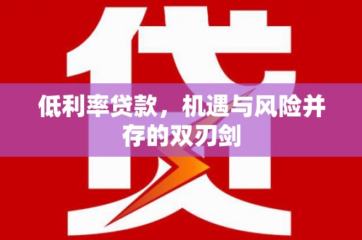 南市低利率贷款，机遇与风险并存的双刃剑