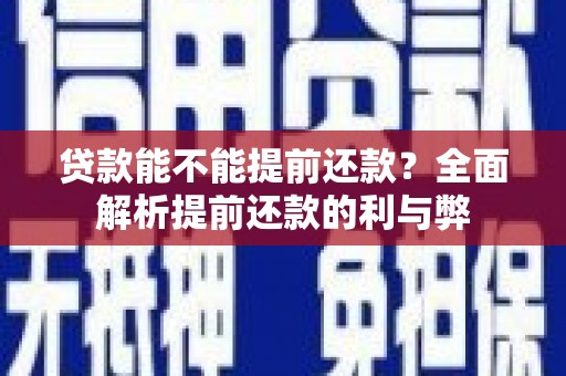 漾濞贷款能不能提前还款？全面解析提前还款的利与弊